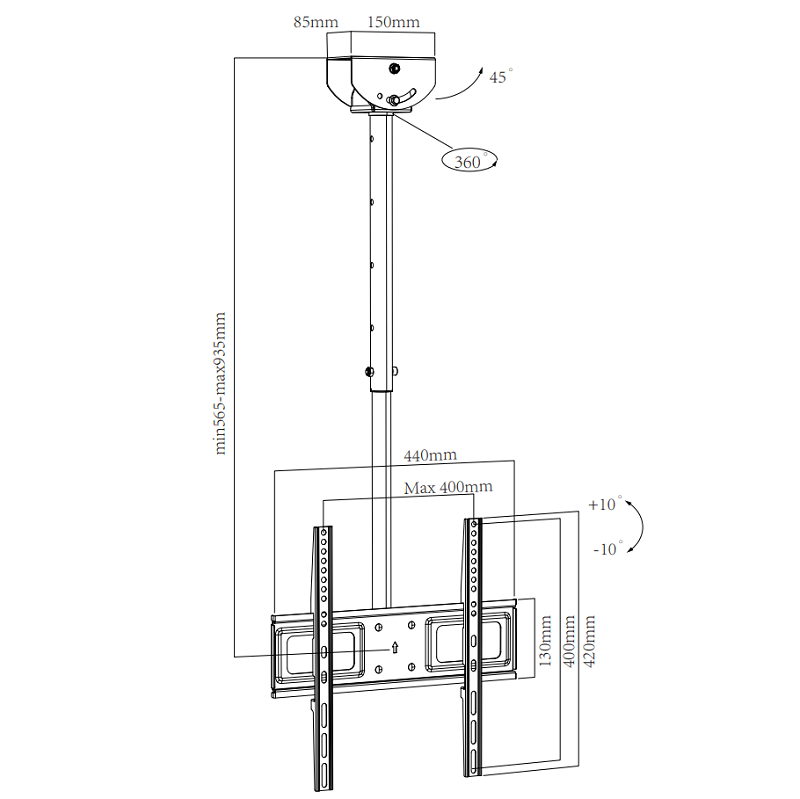 Avis 56.5-93.5 cm TV Ceiling Mount – 7