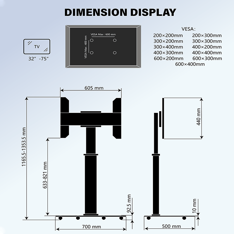 Proton 100 TV Floor Stand – 3