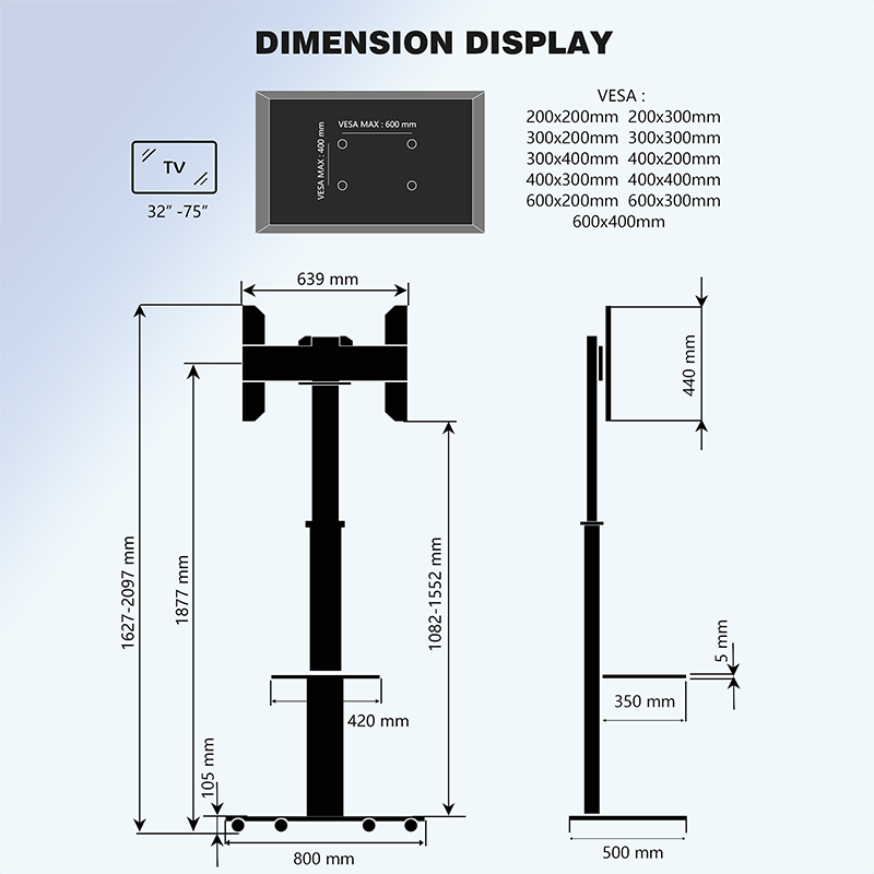Proton 300 TV Floor Stand – 2