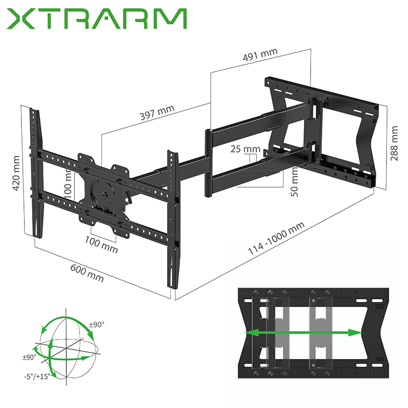 Crius 100 cm Rotate VESA 600 TV Wall Mount – 3